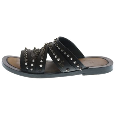 スタッズ 装飾 レザーサンダル ブラック Bランク