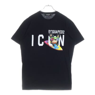 23SS ICON T-SHIRT フロントプリント 半袖Tシャツ カットソー ブラック S79GC0064 Aランク