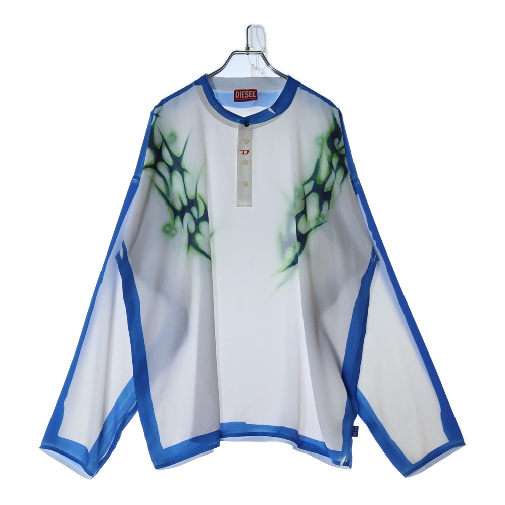 T-Olavi-A-Ser-Graffiti-Jap Long-Sleeve グラフィックデザインロングスリーブ 長袖Tシャツ ホワイト/ブルー P015960SPDH Bランク