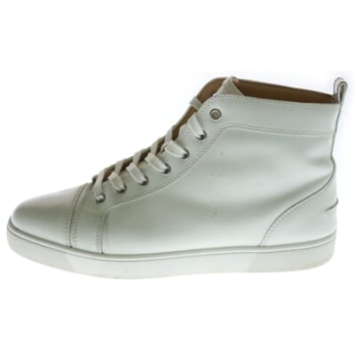 レースアップ レザー ハイカットスニーカー ホワイト Bランク