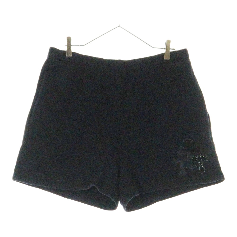 Y NOY セメタリークロスパッチ付き スウェットハーフパンツ ブラック Aランク