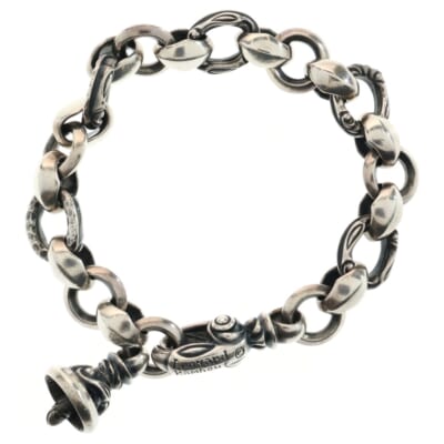 シグネット ベベル ウィズ ヘロン ベル ブレスレット レナードカムホート刻印 シルバー Bランク