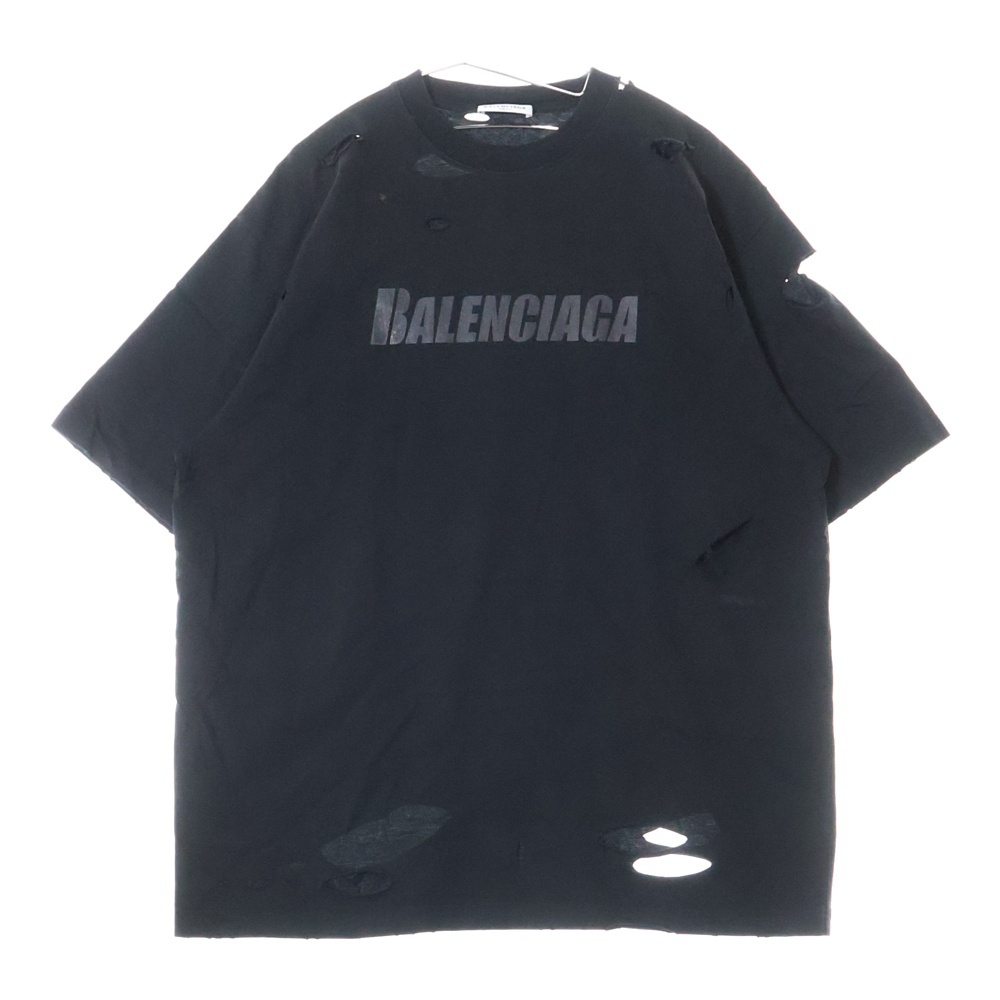 バレンシアガ　デストロイ　tシャツ デストロイ加工ロゴプリントTシャツ | BALENCIAGA