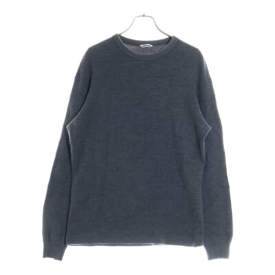 24AW WOOL COTTON THERMAL P/O ウールコットン サーマル クルーネック 長袖ニット セーター グレー A24AP01HK Bランク
