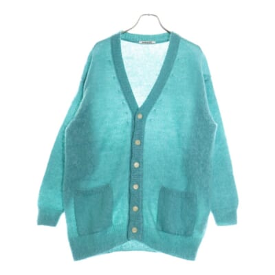 22AW BRUSHED SUPER KID MOHAIR KNIT LONG CARDIGAN ブラッシュドスーパーキッドモヘア ニット ロングカーディガン ターコイズブルー A22AC03KM Bランク