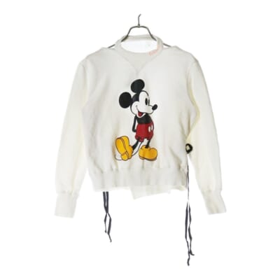 ×DISNEY MICKEY SWEAT WITH OPEN-BACK ディズニー ミッキープリント オープンバック プルオーバー ロングスリーブ スウェット トレーナー  MIMI-TEE-W01 Bランク