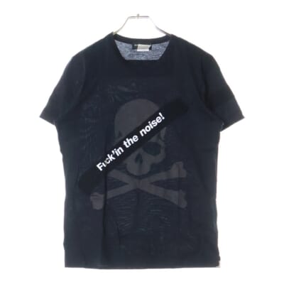 FUCKIN THE NOISE フロントスカルプリント クルーネック コットン 半袖Tシャツ カットソー ブラック Bランク