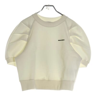 ワンポイント ロゴ パフスリーブ ショートスリーブ スウェット 半袖 トレーナー ホワイト レディース 5C024-0424-11 Bランク