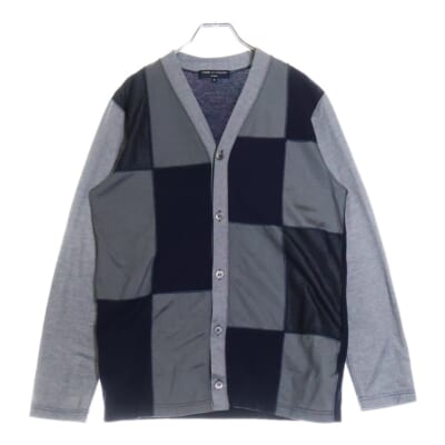 17SS AD2016 パッチワーク ニット カーディガン ネイビー/グレー HS‐T001 Bランク