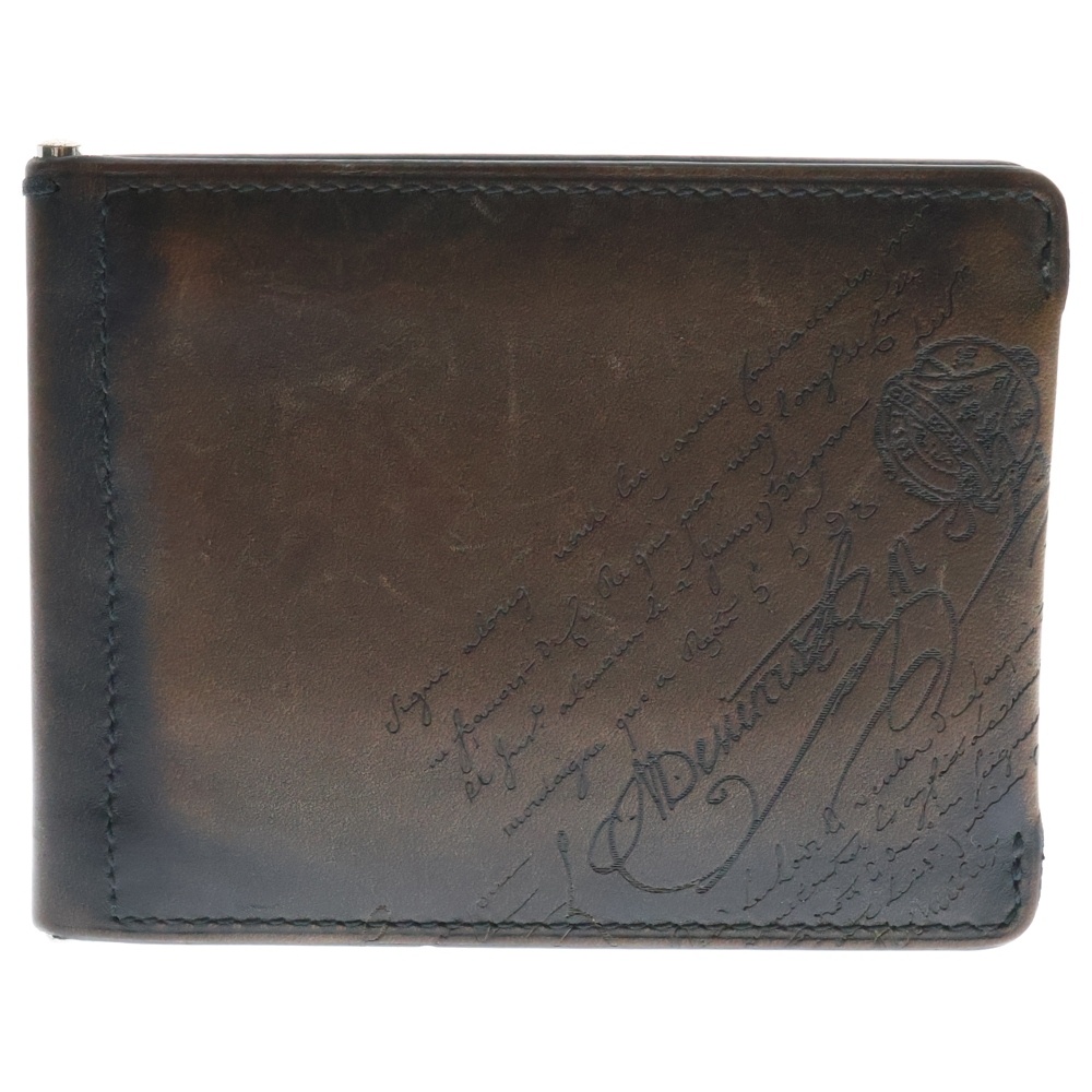 フィギュア カリグラフィ マネークリップ 二つ折り財布 ブラウン Bランク