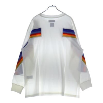 23SS RIB LONG SLEEVE TEE サイドレインボーライン ロングスリーブ 長袖Tシャツ ホワイト MKS-TEE-M01 Sランク