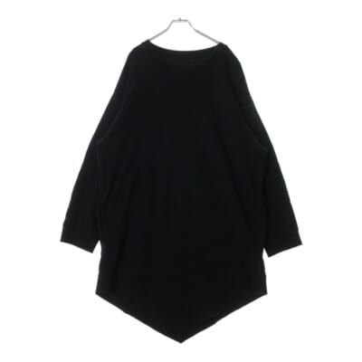 ラウンドネック トライアングルリブ サイドポケット ビックシルエットトレーナー ワンピース ブラック S52CT0396 Bランク