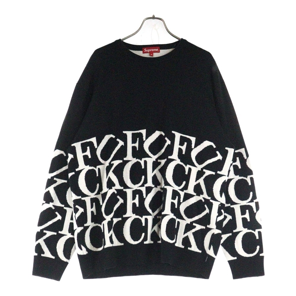 20AW fuck sweater ファックジャガード クルーネックセーター ブラック/ホワイト Bランク