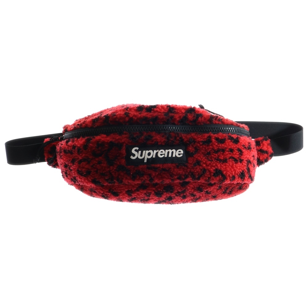 17AW Leopard Fleece Waist Bag レオパード柄 フリース ウェストバッグ レッド/ブラック Aランク