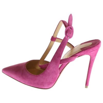 JENLOVE スエードアンクルストラップヒールパンプス ピンク レディース Bランク
