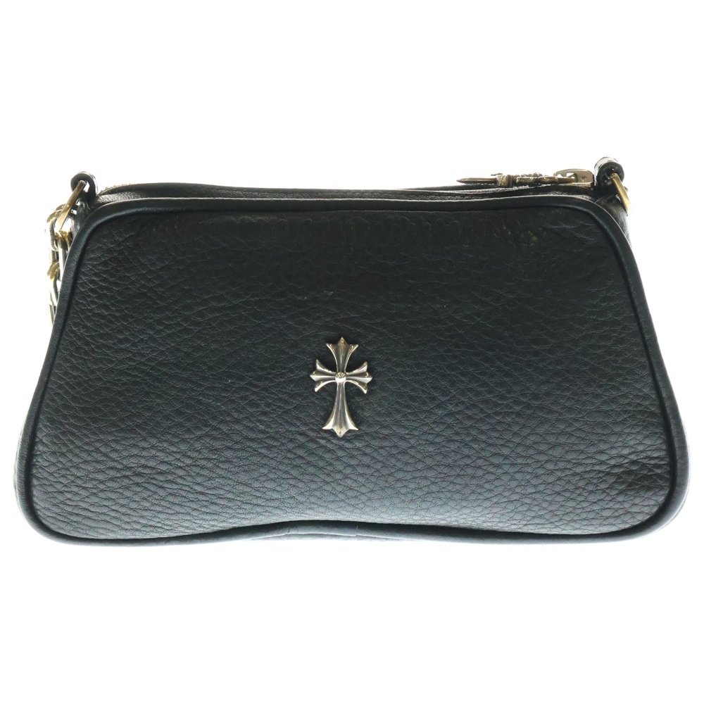 THE NIGHT Cross Chain Leather Hand Bag ザ ナイト クロス チェーン装飾 レザーハンドバッグ ブラック/シルバー レディース Bランク