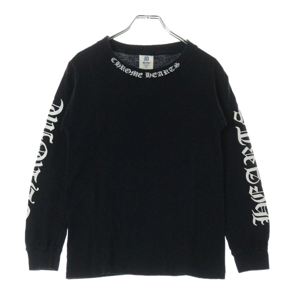 OLD SCROLL LABEL BELTONタグ スクロールラベルプリント ロングスリーブ 長袖Tシャツ ブラック Bランク
