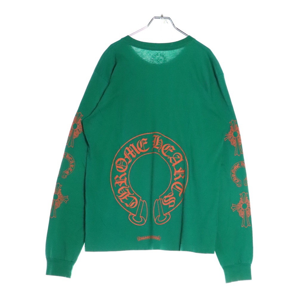 CH L S 1 バックホースシュープリント 長袖Tシャツ ロングスリーブカットソー グリーン Bランク