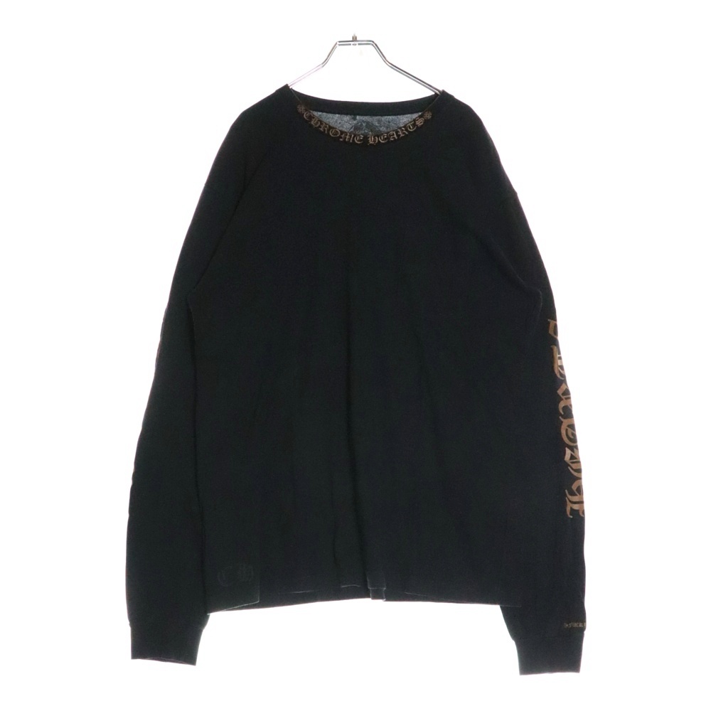 未使用❣️ダークブラウン長袖シャツ約3万5千円 クロムハーツ Brown Neck Logo L/S ネックロゴプリント ロング