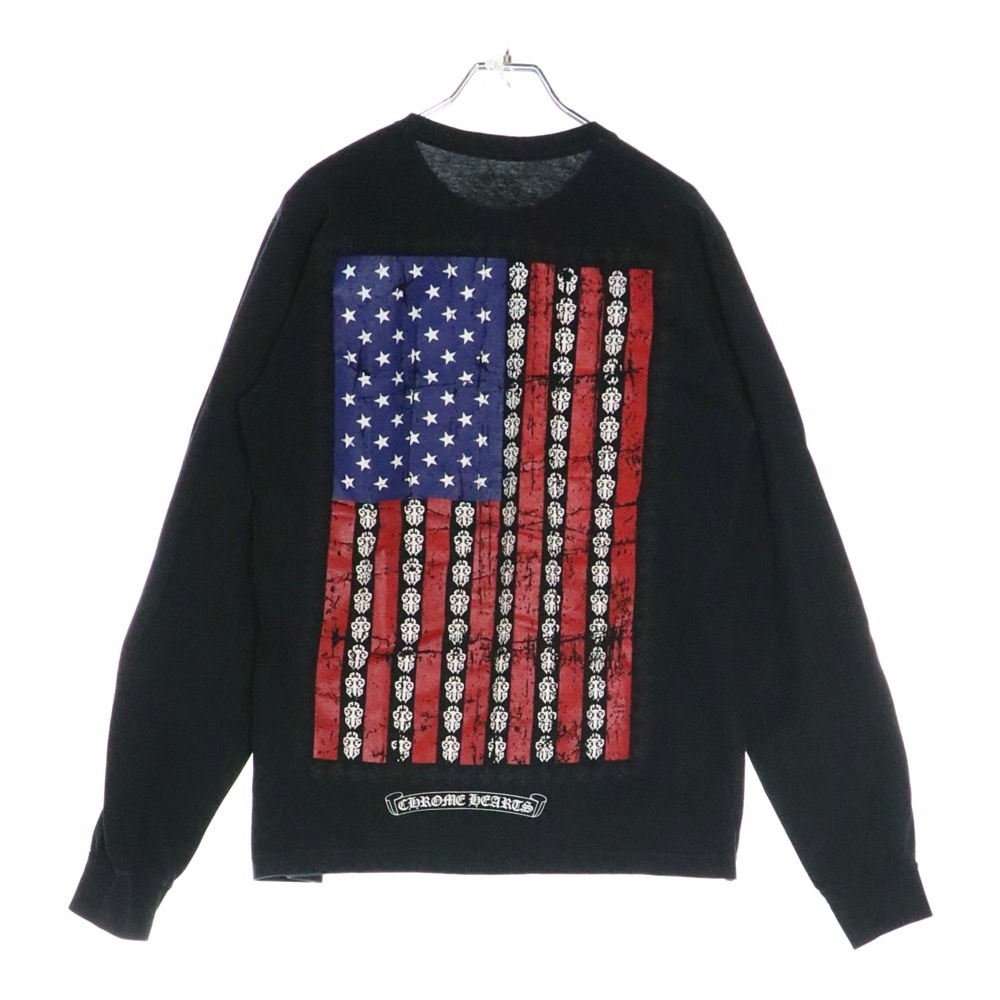 American Flag 星条旗プリント ロングスリーブ 長袖Tシャツ ブラック Bランク