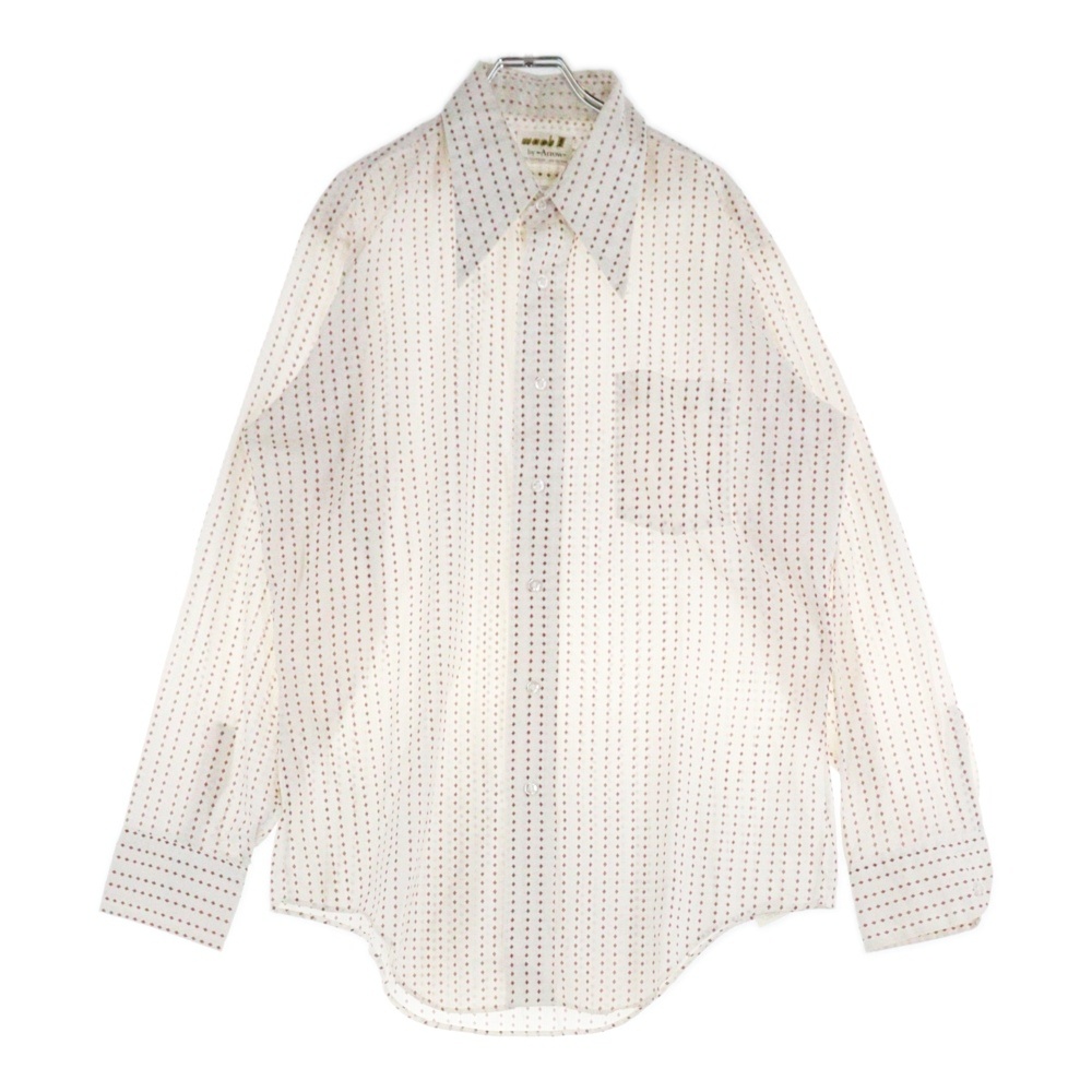 70S mach II by Arrow デカ襟 ストライプ ロングスリーブ 長袖シャツ ホワイト Bランク