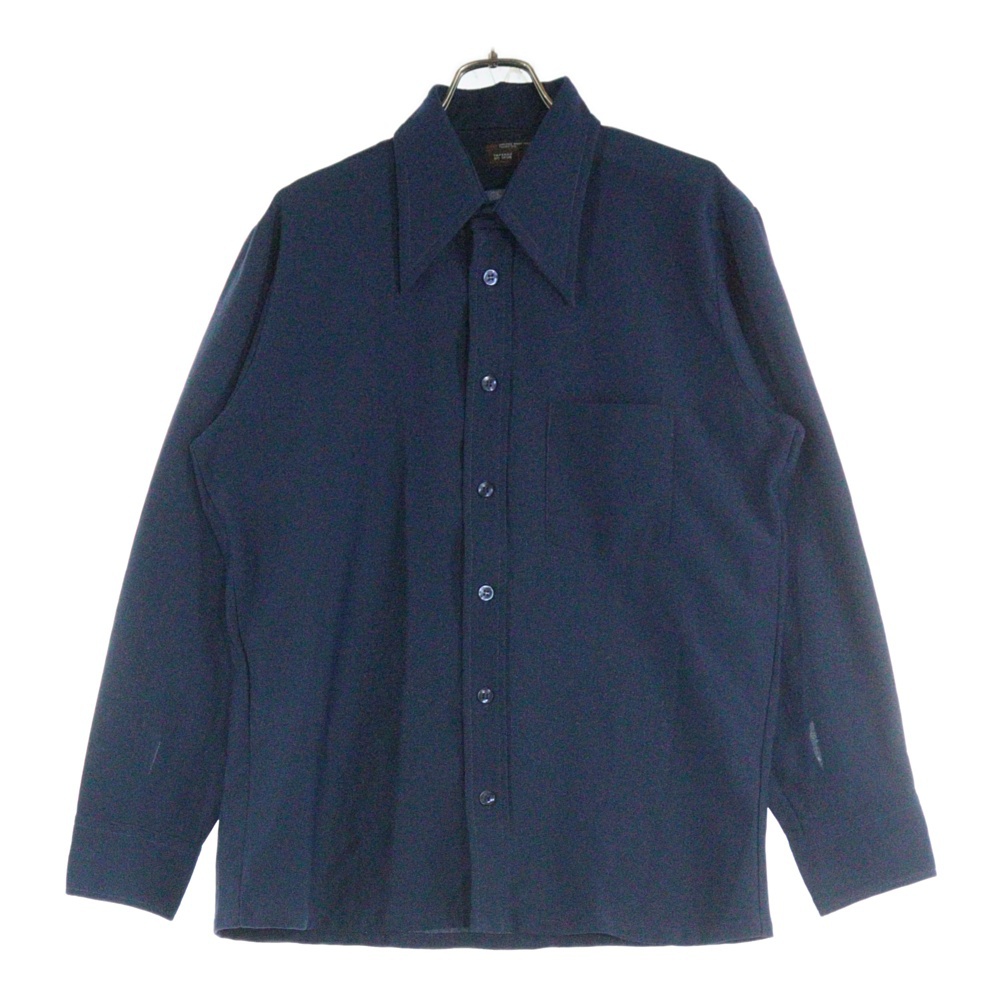 70S TOWNCRAFT タウンクラフト デカ襟 ロングスリーブ 長袖シャツ ネイビー Bランク