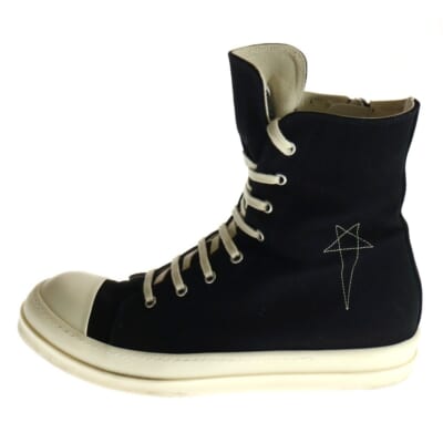 RAMONES ラモーンズ サイドジップハイカットスニーカー ブラック/ホワイト DU01E3800 DOEM9 Bランク