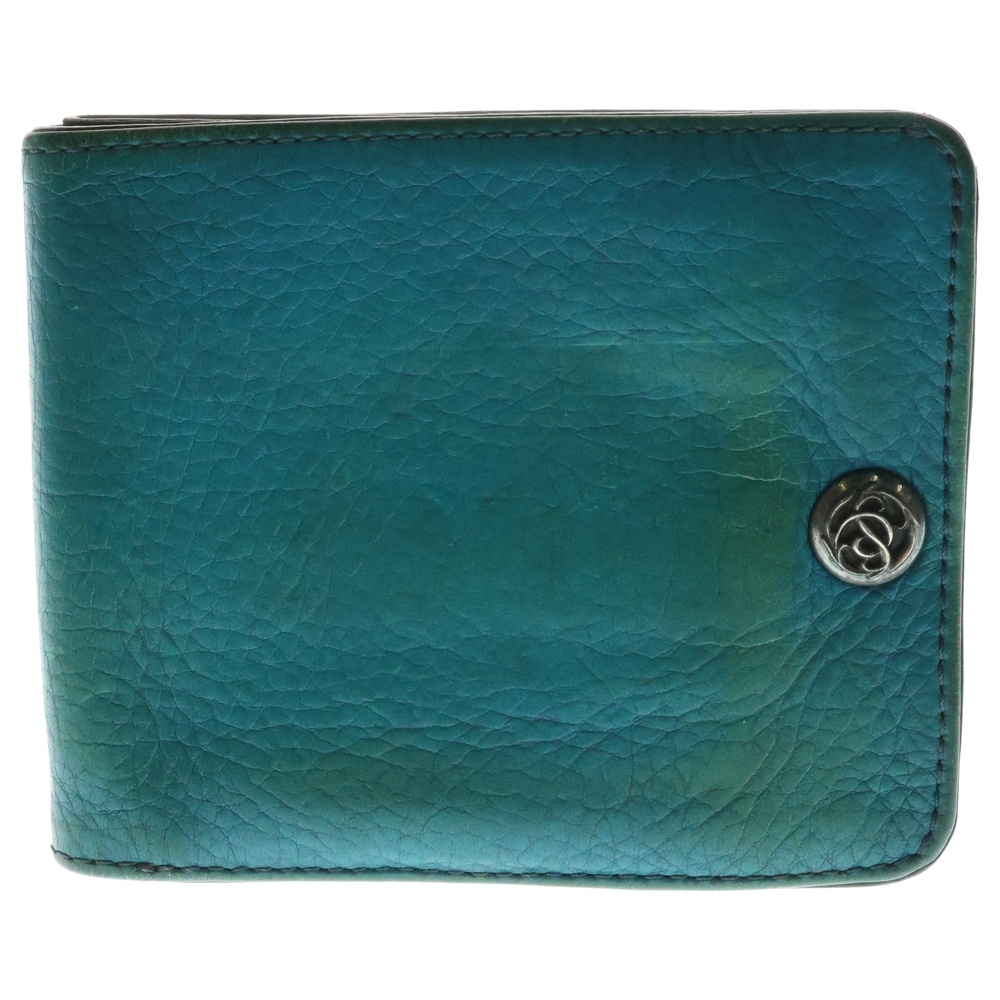 1SNAP 1スナップ フローラル ボールボタン レザーウォレット 財布 ブルー Cランク