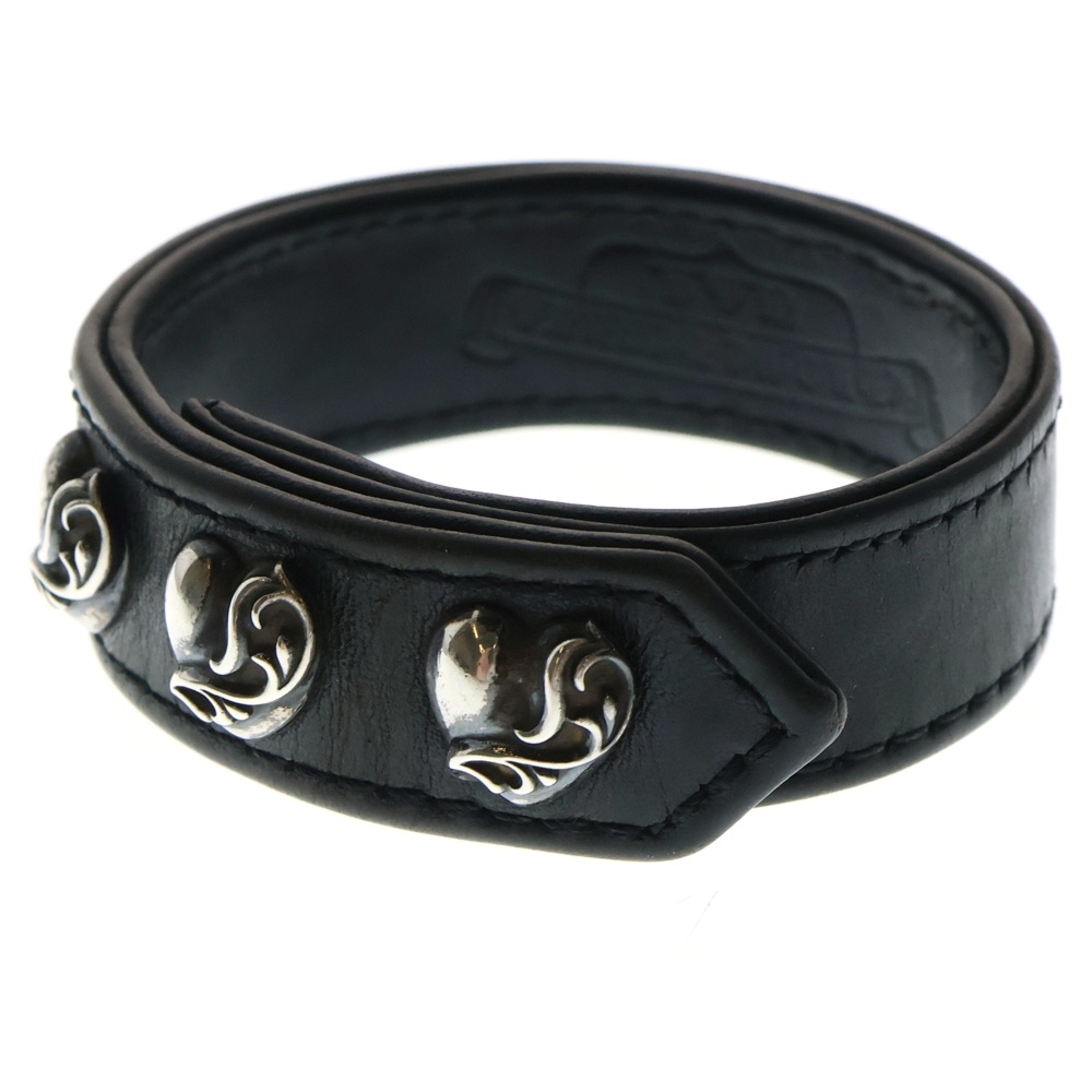 3BTN 2SNP ハート 3ボタン2スナップ レザーブレスレット ブラック/シルバー Bランク