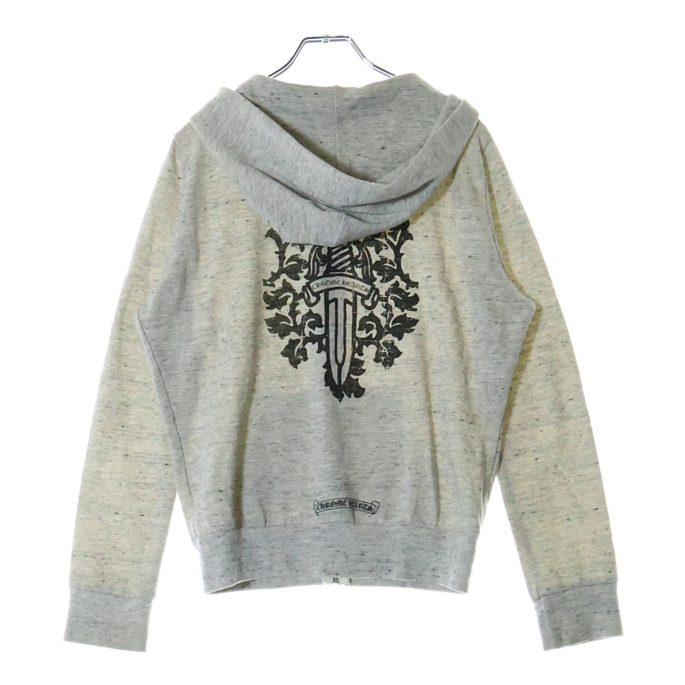 BACK VINE DAGGER PRINT HOODIE バックヴァインダガープリントフーディー ジップアップパーカー ダガージップ グレー Bランク