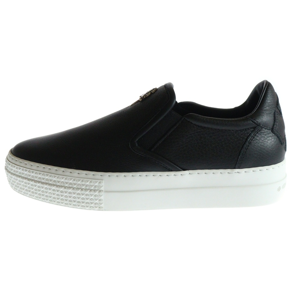 SLIP ON スリッポン ダガー装飾 レザーローカットスニーカー シューズ ブラック レディース Sランク