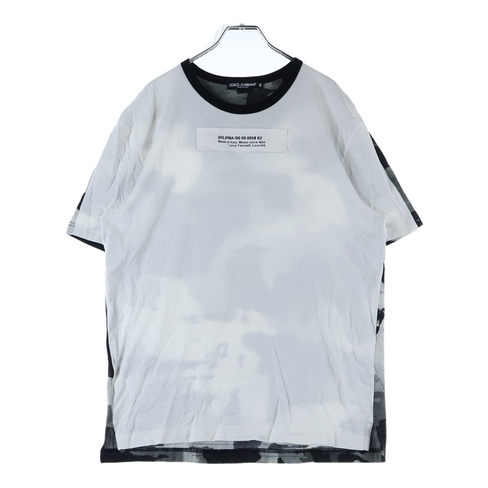 フロント刺繍半袖カットソー 半袖Tシャツ カモフラ柄 ホワイト/ブラック Bランク