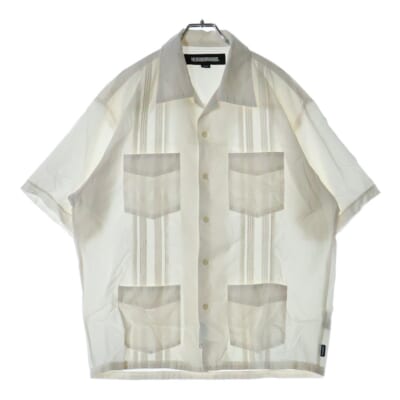 GUAYABERA SHIRT SS 251AQNH-SHM05 ワンポイント ロゴ刺繍 半袖シャツ ホワイト Aランク