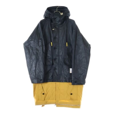 レイヤード ロングコート ブラック/イエロー A08CT061 Aランク