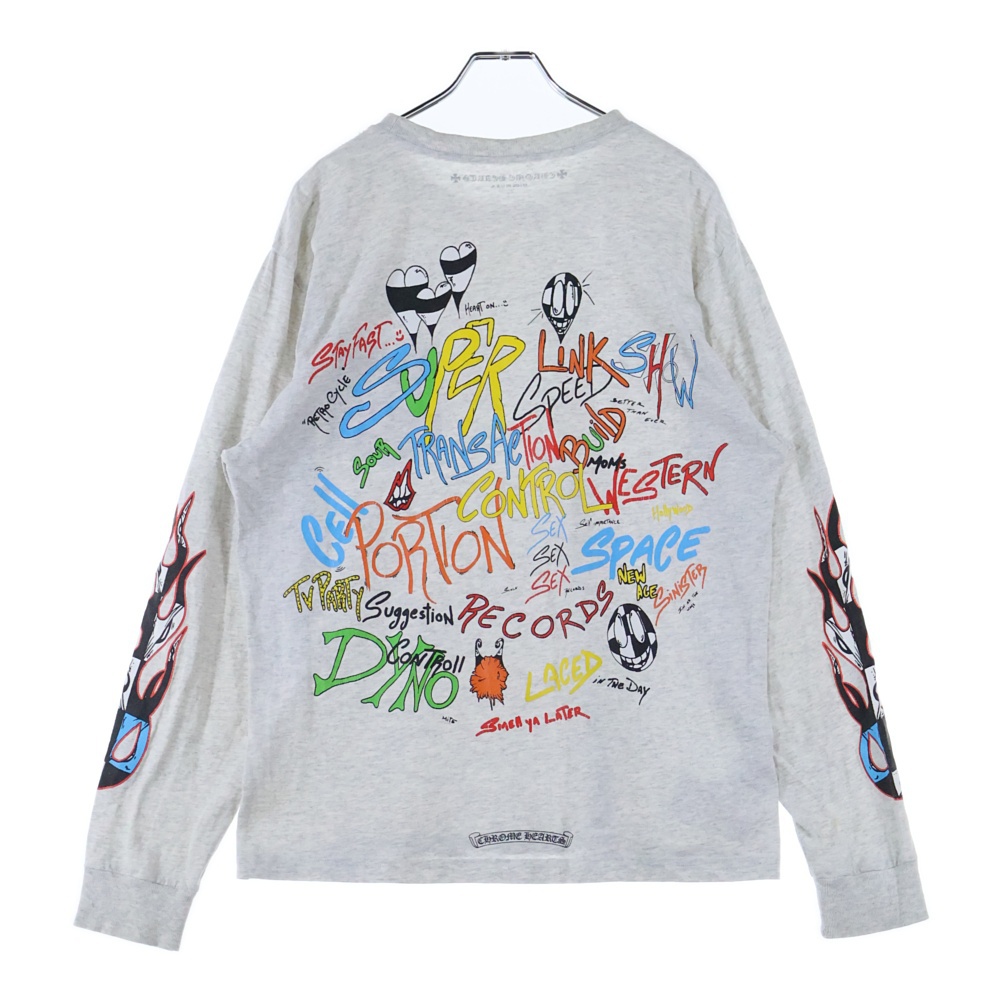 21SS ×MATTY BOY PPO BRAIN マッティボーイ ブレイン クルーネック長袖Tシャツカットソー ロングスリーブ ロンT グレー Bランク