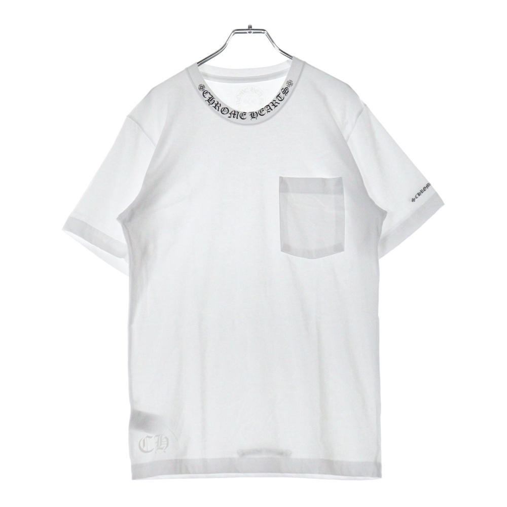 CH T-SHRT 1 ネックロゴプリント クルーネック半袖Tシャツ ホワイト/ブラック Sランク