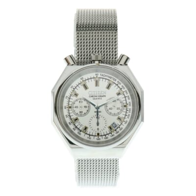 ×BEAMS TSUNO CHRONO Custum Limited ビームス別注 ツノクロノ クォーツ腕時計 メッシュベルト シルバー Bランク