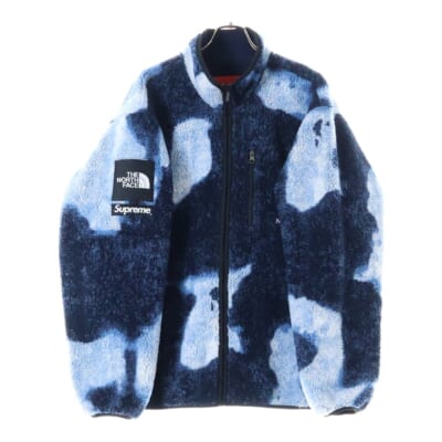 21AW ×THE NORTH FACE Bleached Denim Print Fleece Jacket ×ノースフェイス ブリーチデニムプリント ボアフリースジャケット ブルー/インディゴ NA52100I Bランク