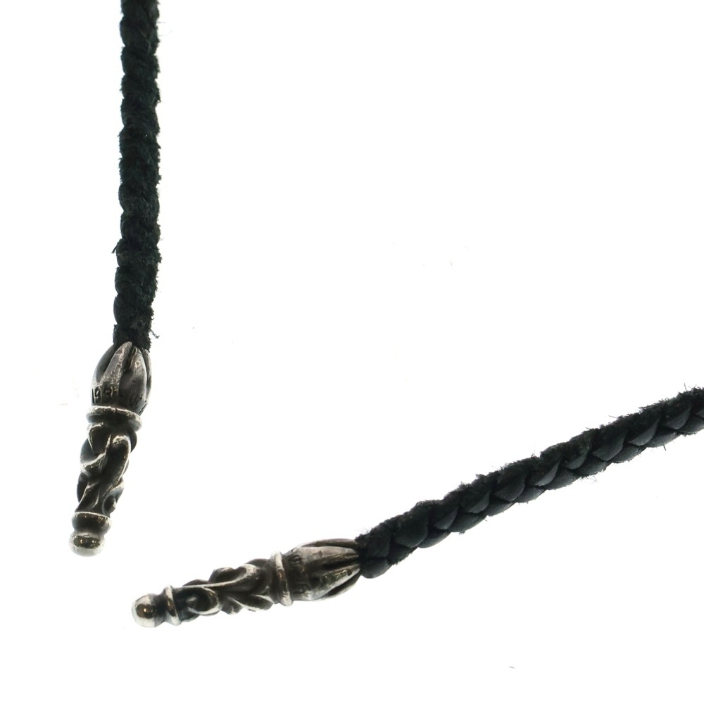 LEATHER BRAID SCROLL ネックレス レザーブレイドネックレス ブラック/シルバー BCA377 Bランク