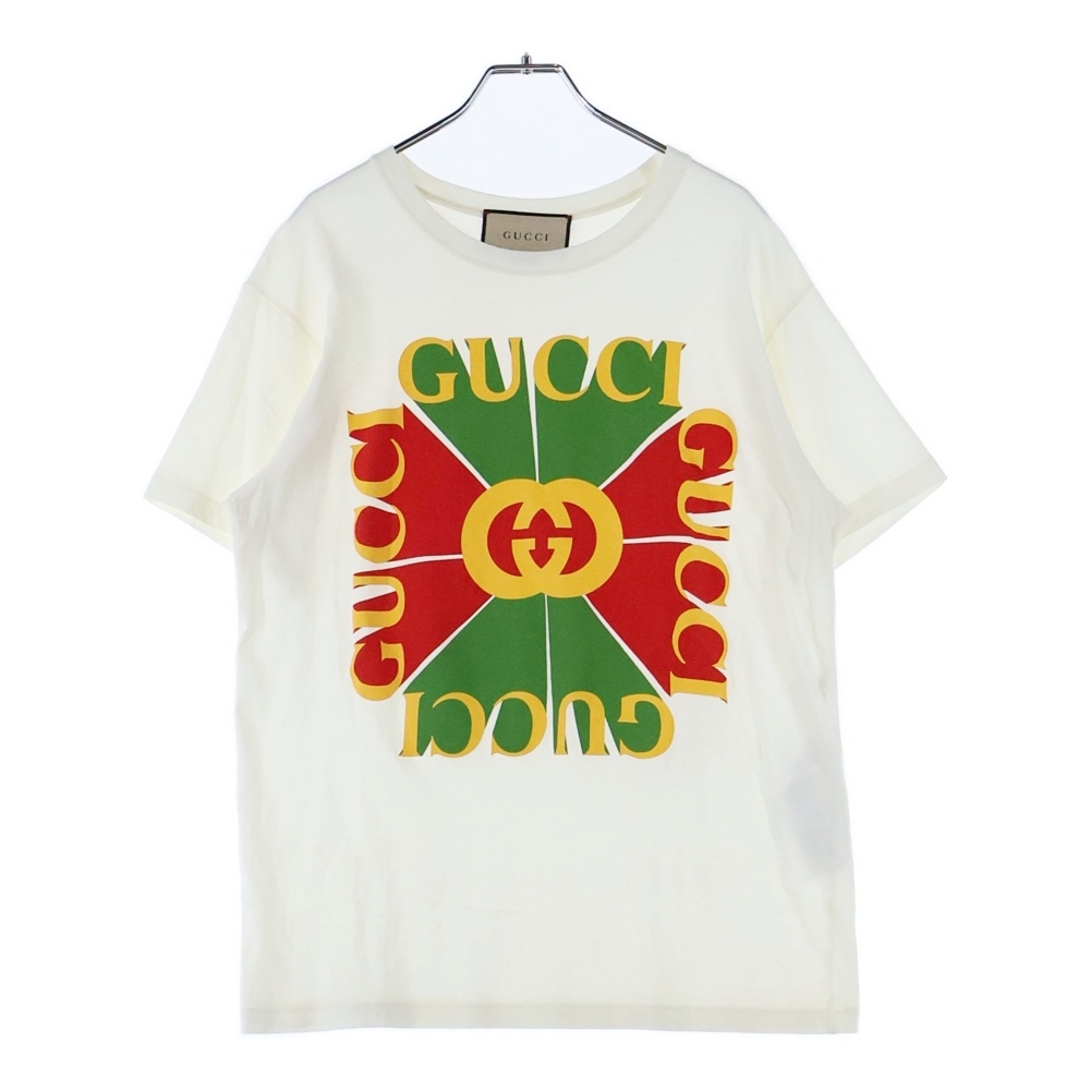 インターロッキングG ロゴプリント クルーネック 半袖Tシャツ カットソー ホワイト 717422 Bランク