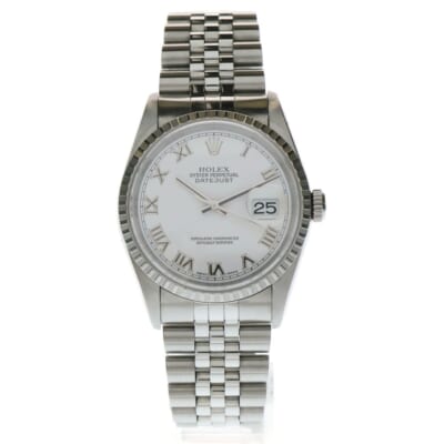 デイトジャスト ホワイトローマ白文字盤 SS/AT 自動巻き腕時計 ウォッチ シルバー/ホワイト 16220 Bランク
