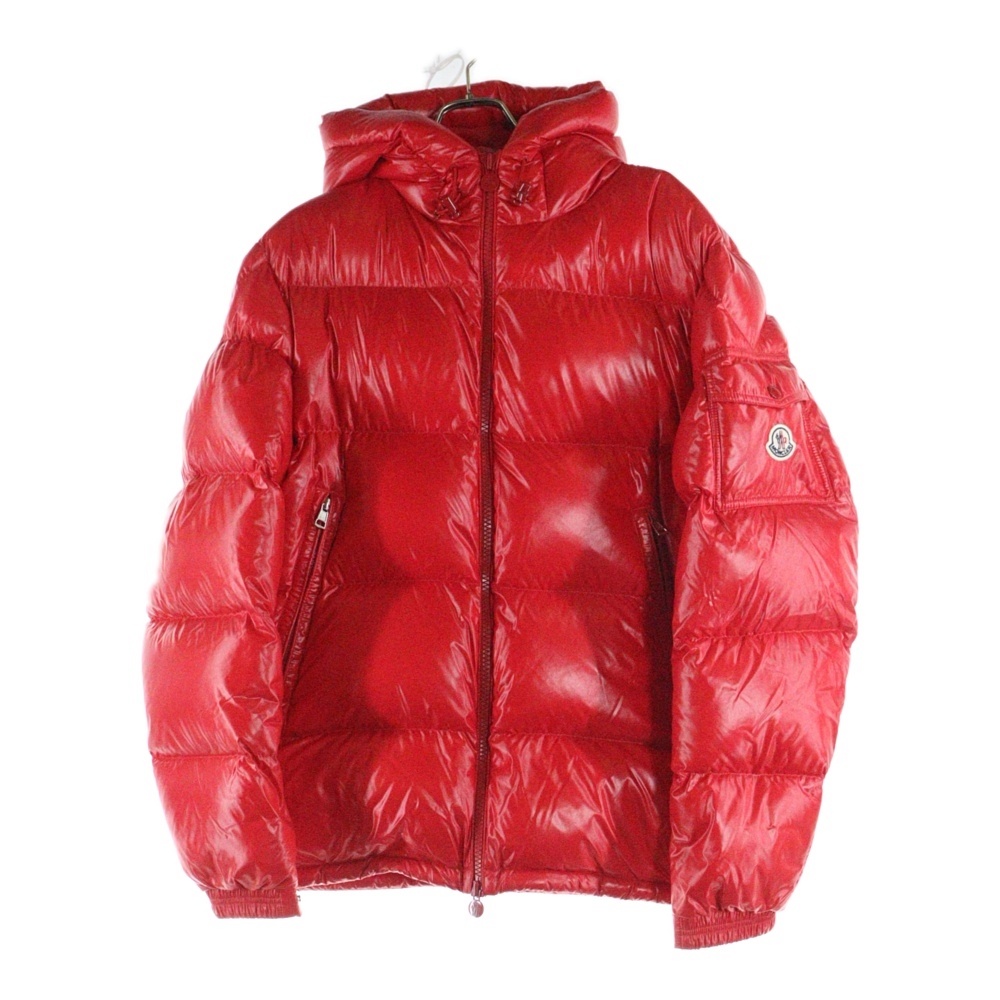 ECRINS エクリン ワッペンロゴ フーデッド ジップアップ ダウンジャケット レッド G20911A00168 68950 Aランク