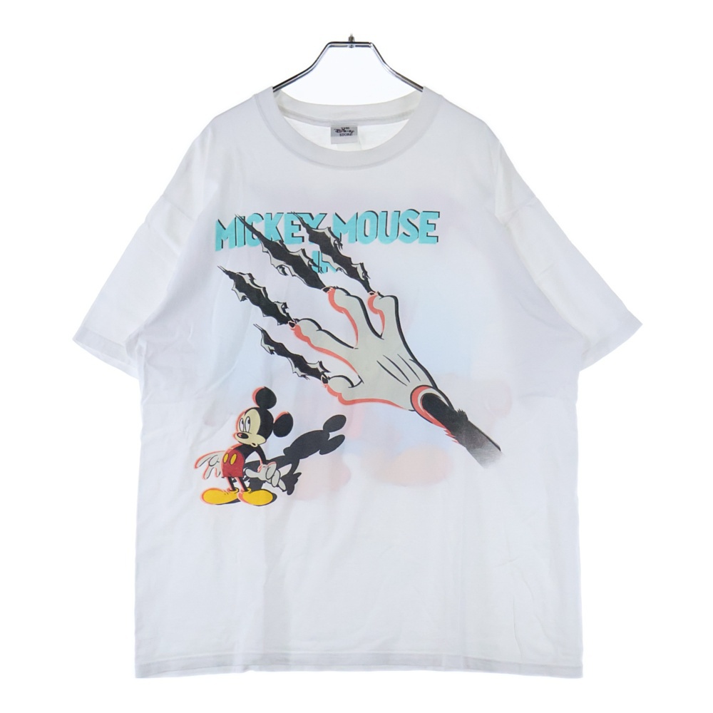 90s Mickey Mouse Runaway Brain ランナウェイブレイン 両面プリント 半袖Tシャツ カットソー ホワイト Bランク
