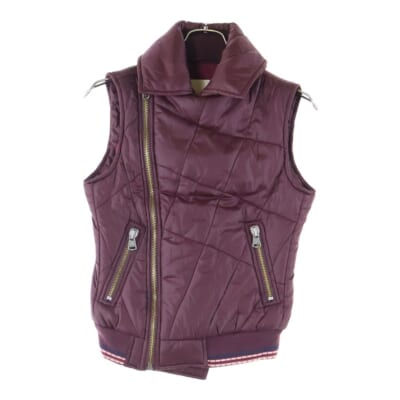 ロゴ刺しゅうライダースダウンベスト レディース ダウンベスト バーガンディ Bランク