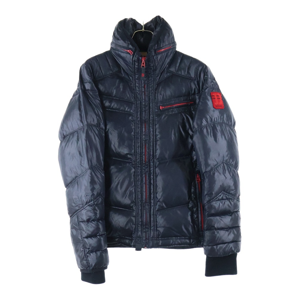 ロゴパッチジップアップナイロンダウンジャケット ブラック Bランク