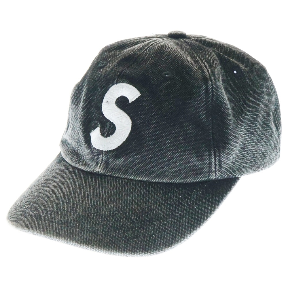 25SS Pigment Coated S Logo 6-Panel ピグメント コーティング キャップ 帽子 ブラック Bランク
