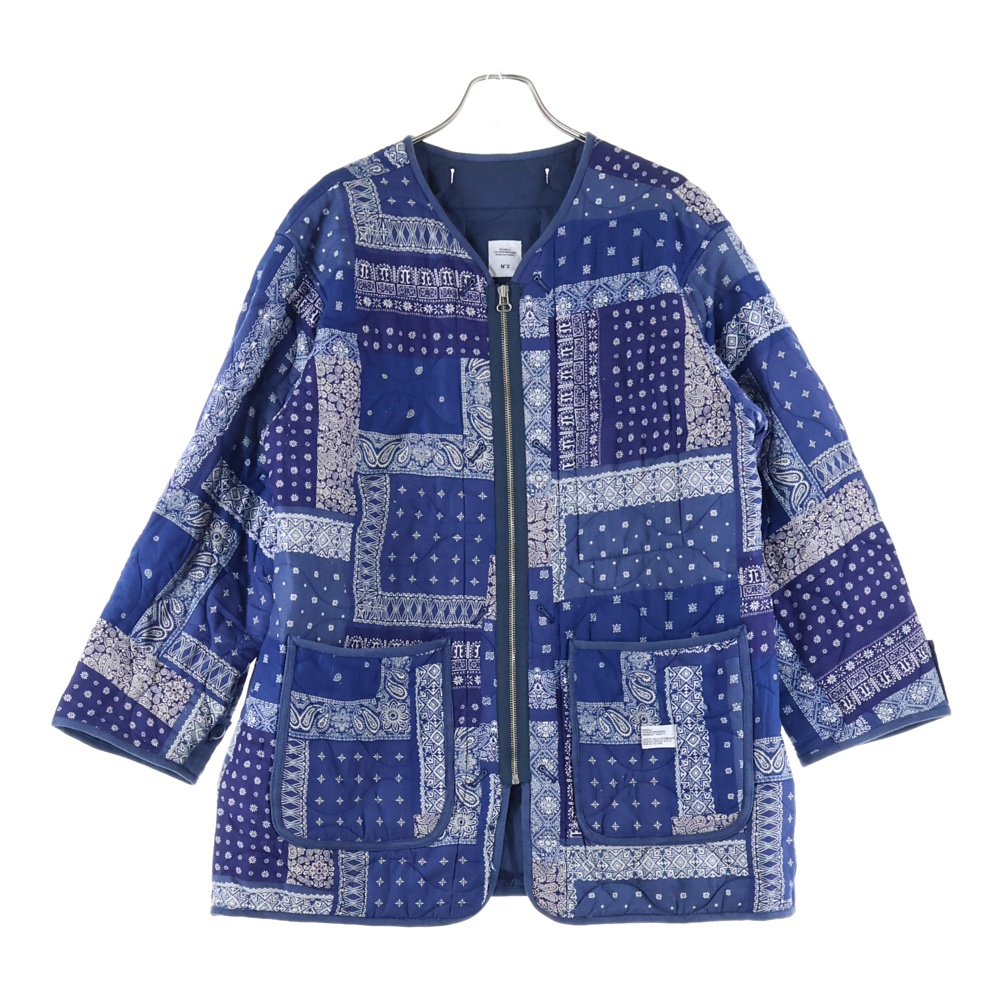 ペイズリー柄 キルティングライナージップアップジャケット ブルー Bランク