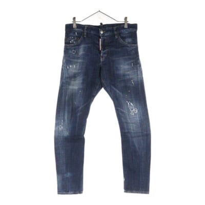 20SS ダメージリペア加工ペイントスキニーデニムパンツ インディゴ S71LB0753 S30342 Bランク