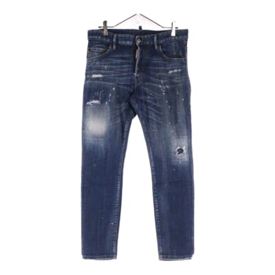 20SS ダメージリペア加工ペイントスキニーデニムパンツ インディゴ S74LB0673 S30342 Bランク