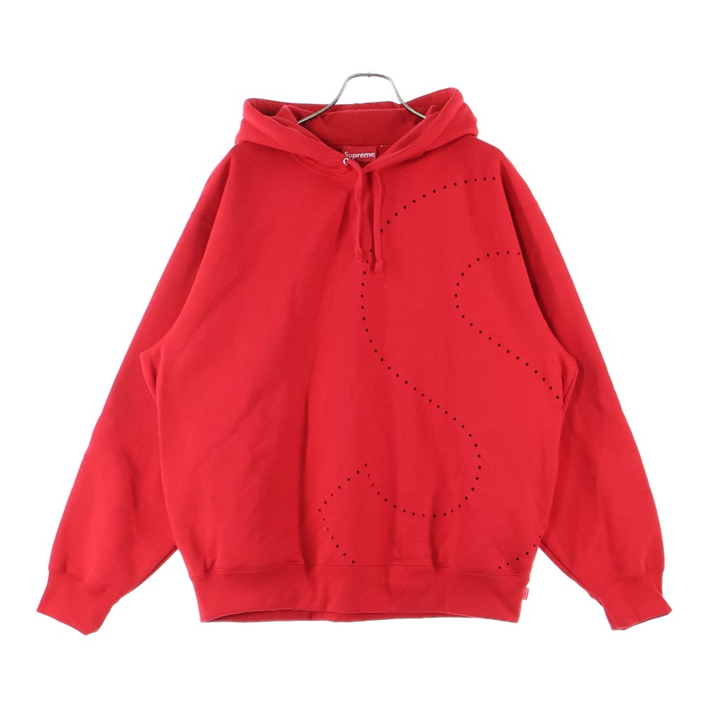 21SS Laser Cut S Logo Hooded Sweatshirt レイサーカット Sロゴ プルオーバーパーカー フーディ レッド Aランク